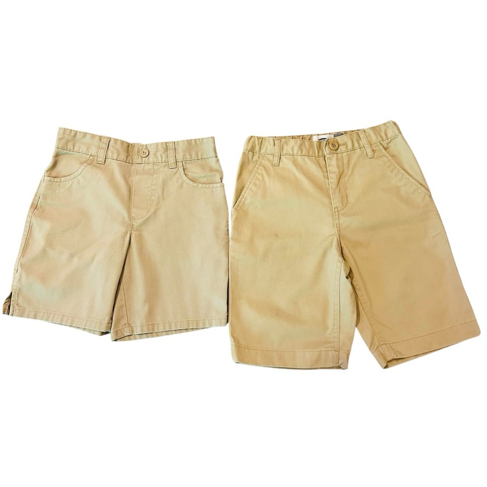 2-Piece Girl School Shorts. Size 7. French Toast and Old Navy. Tan, Khaki Color